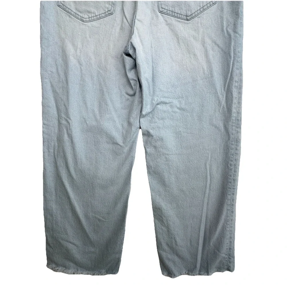 J. Crew Light Wash Slim Wide Leg High Waisted Ankle Jeans‎ Raw Hem Size 31 Tall